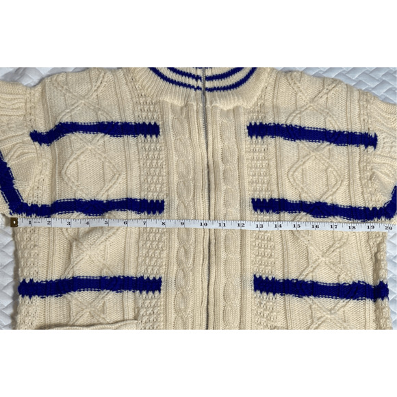 Vintage Izod 100% wool sweater Full Zip cable knit fisherman SZ Medium WPL 1100 - Picture 8 of 8